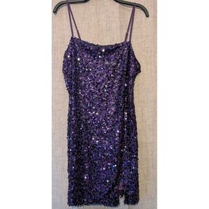 Wild Fable Purple sequin slip Dress Size Extra Large 100% Polyester With Zipper